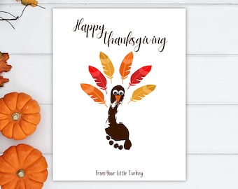 Turkey Footprint Craft, Thanksgiving Handprint Craft, Fall Handprints, Footprint Turkey, Thanksgiving craft, Footprint Art, Daycare Activity