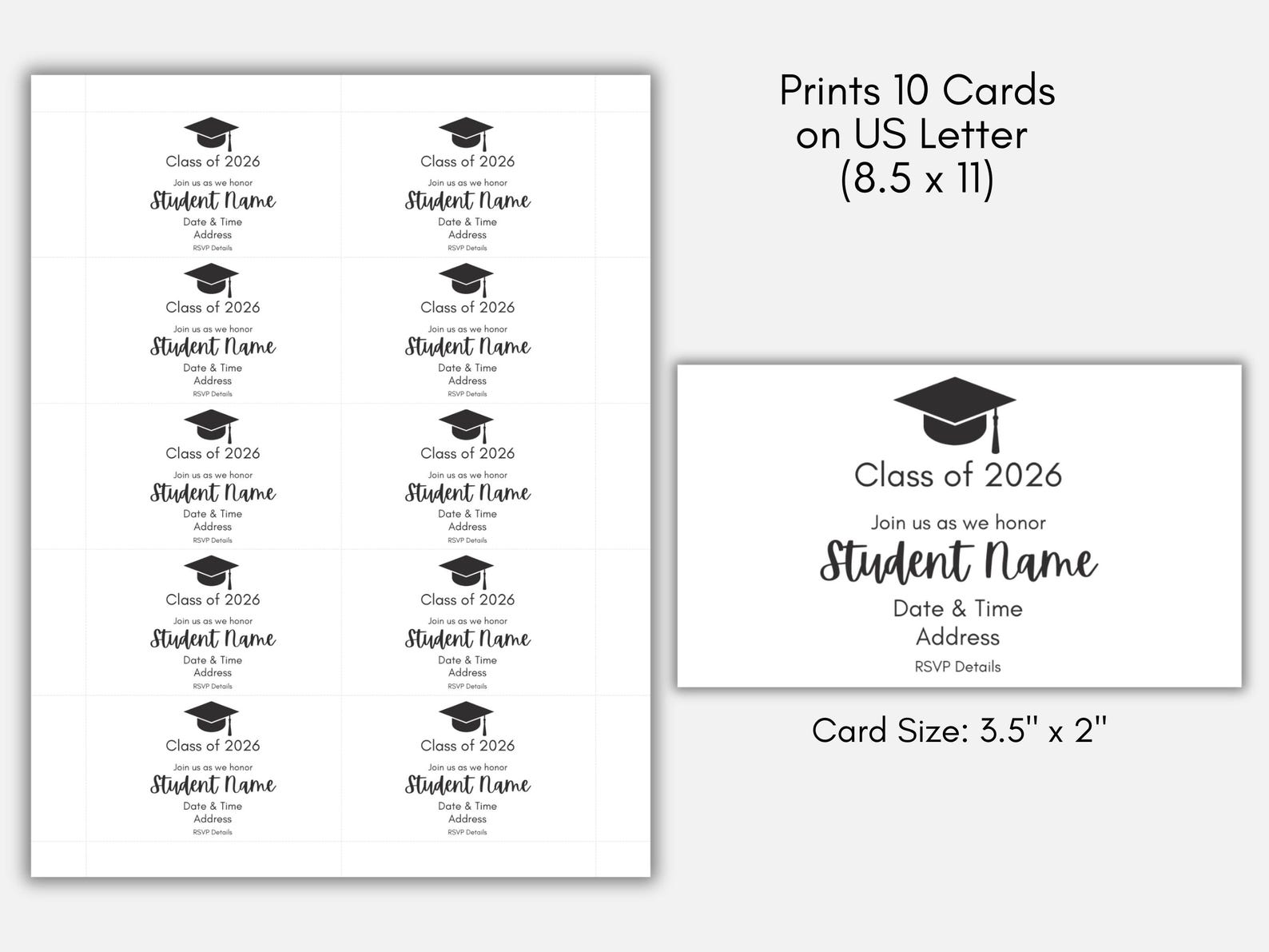 Printable Graduation Insert Card, Graduation Party Insert, Graduation ...