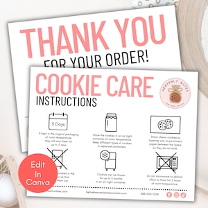 Modèle de guide d'entretien des cookies, Modèle d'entretien des cookies, Carte d'entretien des cookies, Carte d'entretien des cookies modifiable, Entretien des biscuits, Instructions pour les cookies, Boulanger