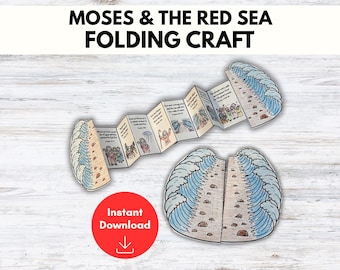 Lavoretto biblico sulla separazione del Mar Rosso da Mosè, lavoretto con storie bibliche stampabili per bambini, lavoretto stampabile sulla separazione del Mar Rosso, attività per la scuola domenicale