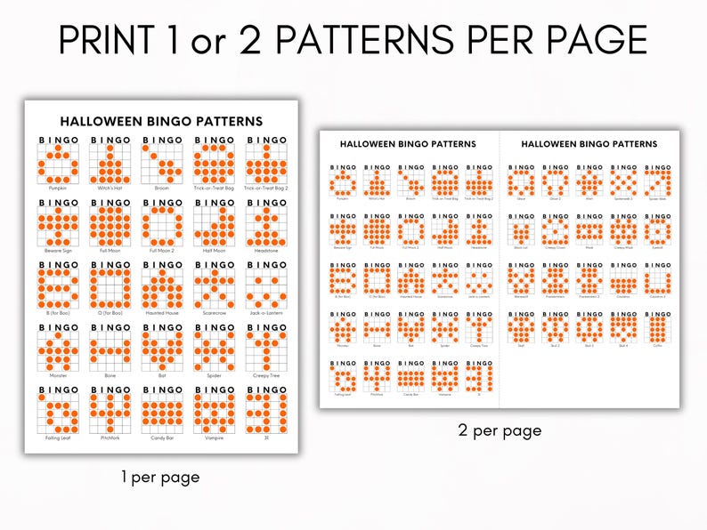 Halloween Bingo Patterns, Printable Halloween Bingo Game, Bingo Patterns Download, Fall Bingo Patterns, Bingo Winning Patterns image 4