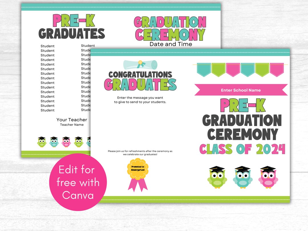 Pre k graduation program template graduation program for pre k