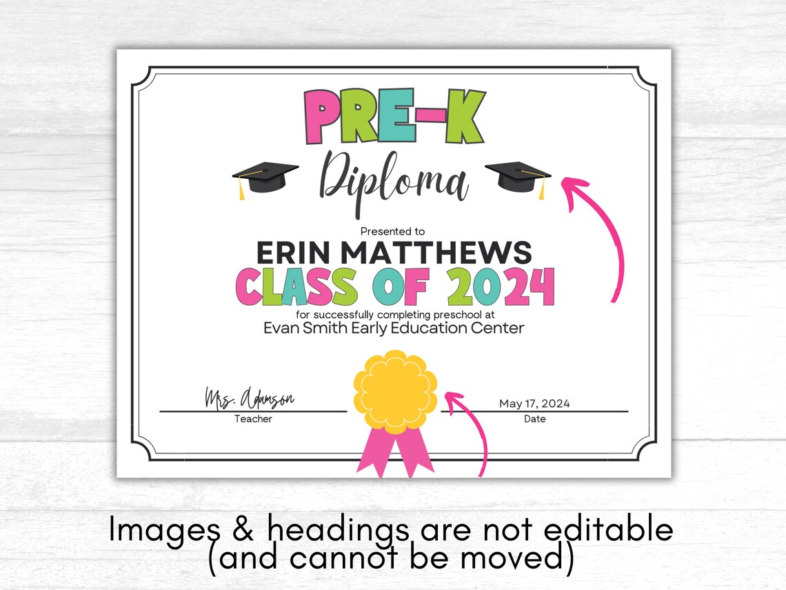 Pre k Diploma Template Pre k Graduation Printable Prek Graduation Pre k Diploma Template Pre k Graduation Printable Prek Graduation