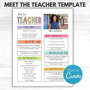 Meet the Teacher Template, Editable Meet the Teacher Template, Teacher Intro, About My Teacher, Back to School, Meet the Teacher Night