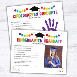 Editable Kindergarten Keepsake Printable, Kindergarten Memory Book, Kindergarten Handprint, Kindergarten Interview, End of School Questions