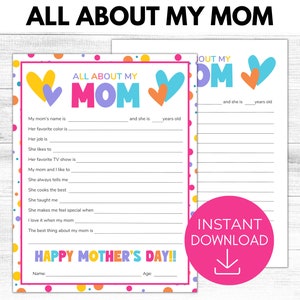 Tudo sobre minha mãe para impressão, presente de dia das mães, presente de lembrança tudo sobre minha mãe, presente de criança, ideias de presentes para mãe, PDF para impressão