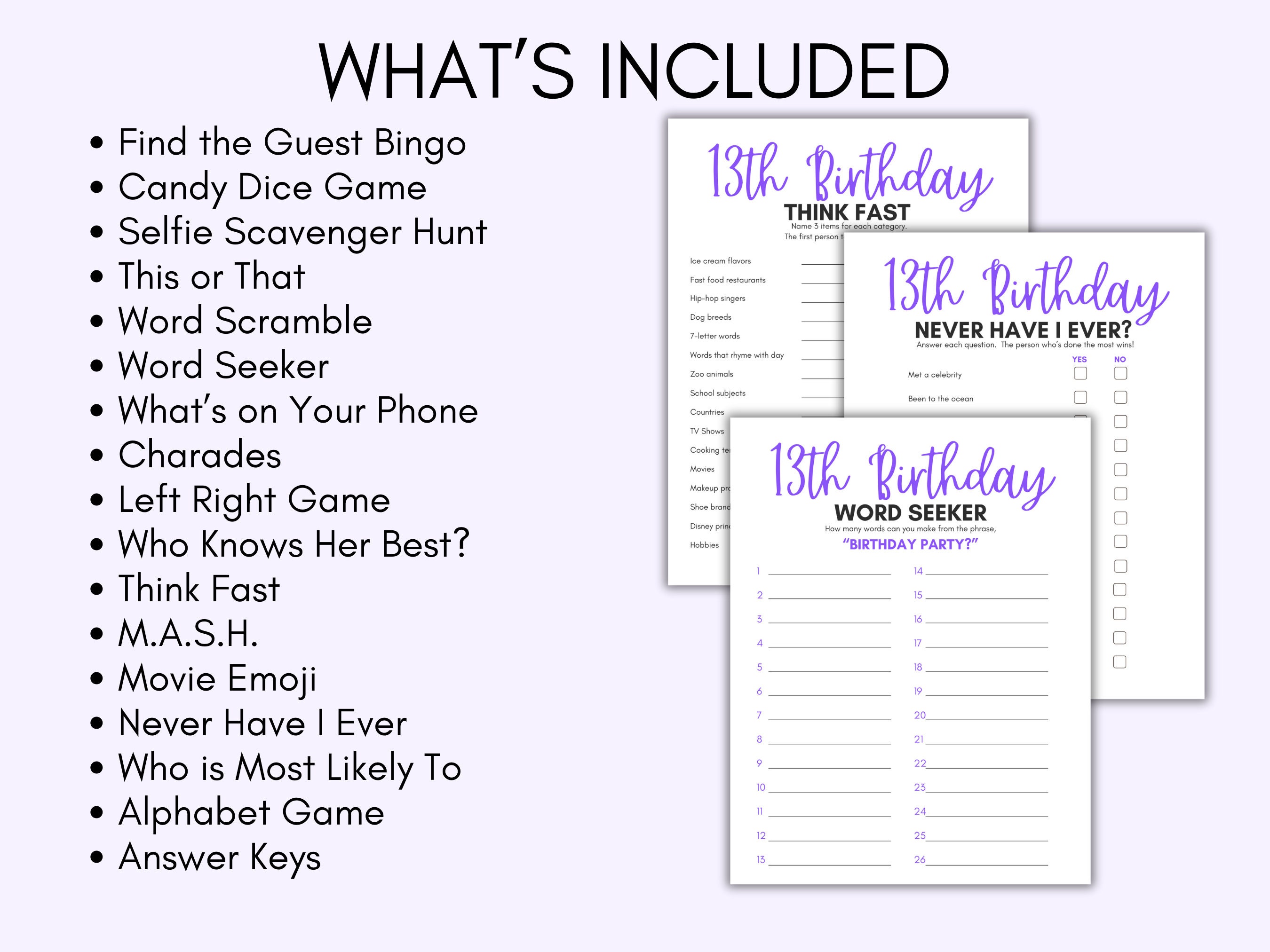 13th Birthday Party Games, 13 Year Old Party Games, Thirteenth