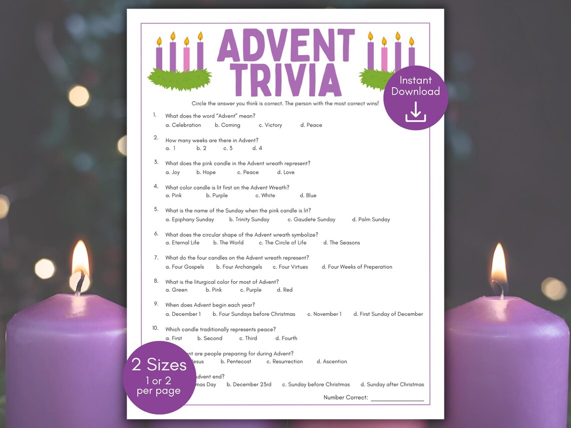 Advent Trivia Game, Advent Quiz, Sunday School Game, Advent Activity ...