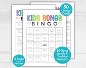 Kids Songs Bingo, Kids Music Bingo, Kids Movie Songs Bingo, Music Bingo for Kids, Classroom Bingo Game, Songs Bingo for Kids