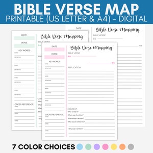 Bible Verse Mapping Template, Scripture Mapping Journal, Biblical Verse Mapping Workbook, Bible Study Journal, Christian Printable