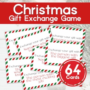 Christmas Gift Exchange Game, Printable Christmas Game, White Elephant Gift Exchange Cards, Yankee Swap, Christmas Family Game, Present Swap