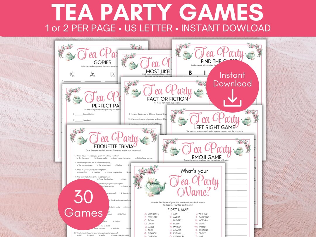Tea Party Games Printable Bundle, Tea Party Printable Games, Ladies Tea ...