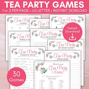 Tea Party Games Printable Bundle, Tea Party Printable Games, Ladies Tea Party Games, Tea Party Activities, Tens, Kids, Bridal Tea Party