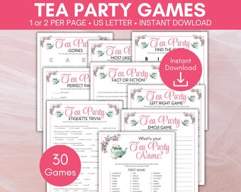 Paquete de juegos imprimibles para la fiesta del té, juegos imprimibles para la fiesta del té, juegos para la fiesta del té para damas, actividades para la fiesta del té, diez, niños, fiesta del té nupcial
