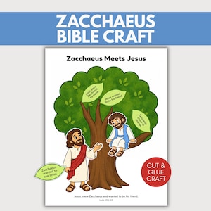 Zacchaeus Craft Printable, Zacchaeus Bible Craft for Kids, Sunday School Craft, Bible Story Activity, Cut and Glue Christian Craft