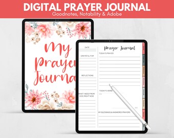 Digital Prayer Journal, Digital Planner, Pray Journal Templates, Faith Planner Notebook, Printable Prayer Journal, Printable Prayer Journal