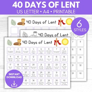 Lent Calendar 2025, Kids Lenten Countdown Calendar, 40 Days of Prayer Lent, Lenten Calendar for Kids, Activities for Lent, Daily Lent Prayer