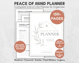 End of Life Planner Binder for Emergency Planning, Last Wishes Organizer, Funeral Arrangements, Peace of Mind Planner, Important Documents