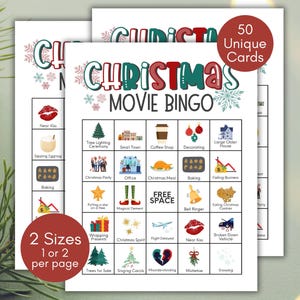 Christmas Movie Bingo,  Christmas Movie Bingo Card, TV Movie Bingo Cards, Holiday Movie Bingo, Christmas Bingo Cards, TV Movie Bingo