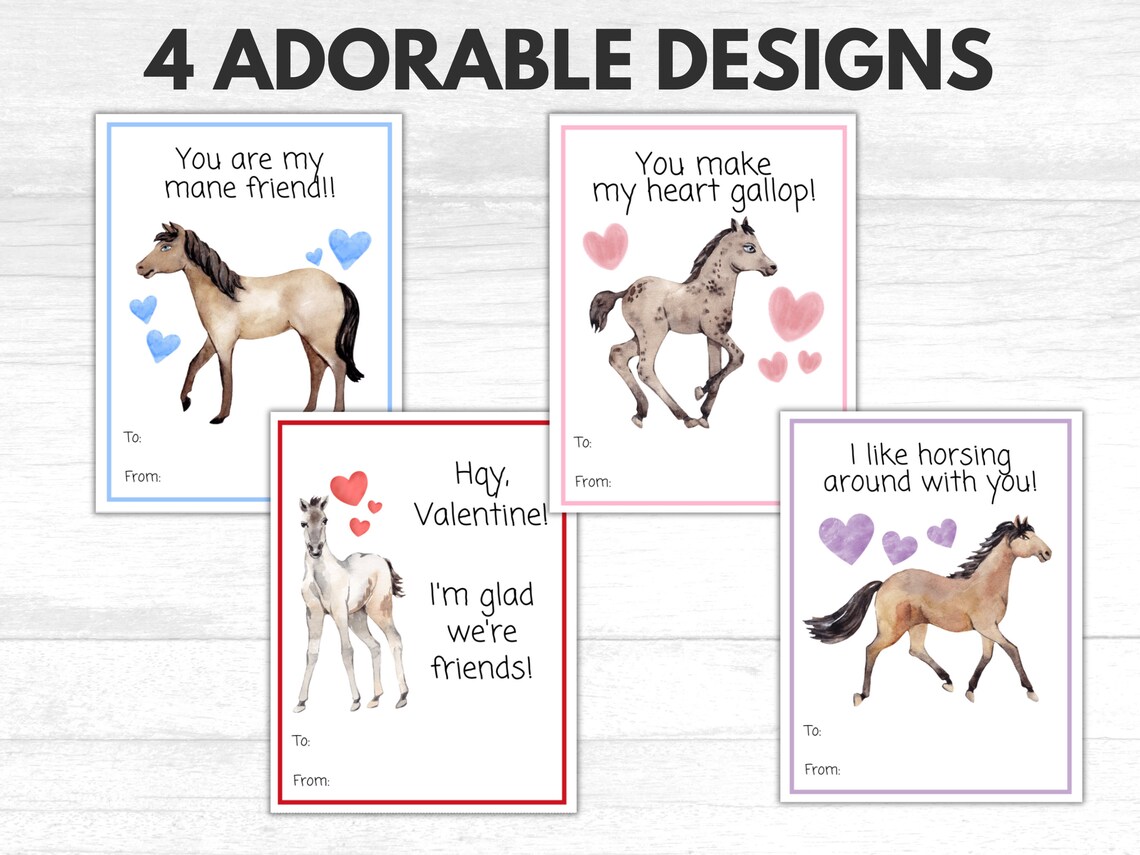 Horse Valentine Cards, Horse Valentines for Kids, Pony Valentines ...