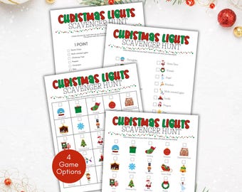 Christmas Lights Scavenger Hunt Printable, Holiday Treasure Hunt, Outdoor Scavenger Hunt, Holiday Lights Game, Holiday Lights Activity