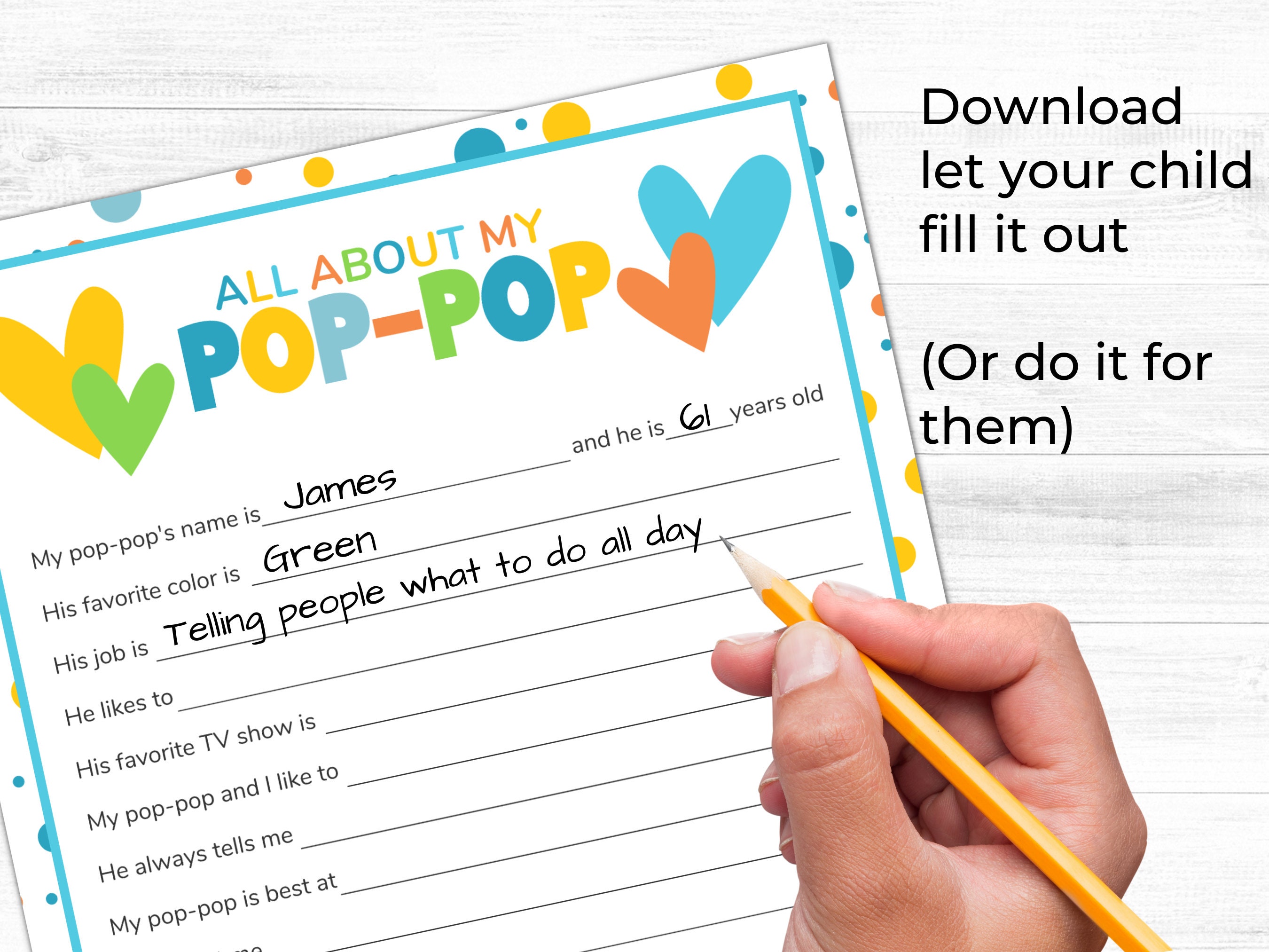 All About My Pop pop Printable Grandpa Father s Day Gift All About