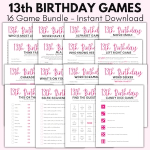 13th Birthday Party Games, 13 Year Old Party Games, Thirteenth Birthday,  Girls 13th Birthday, Teen Games, 13-year-old girls birthday