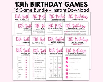 13th Birthday Party Games, 13 Year Old Party Games, Thirteenth Birthday,  Girls 13th Birthday, Teen Games, 13-year-old girls birthday