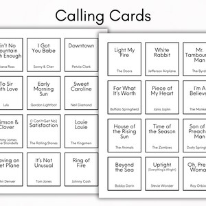 60s Music Bingo, 1960s Game, Music Bingo Game, 60s party, 60s party games, 1960s Playlist, Throwback Birthday party, 300 Music Bingo Cards image 3