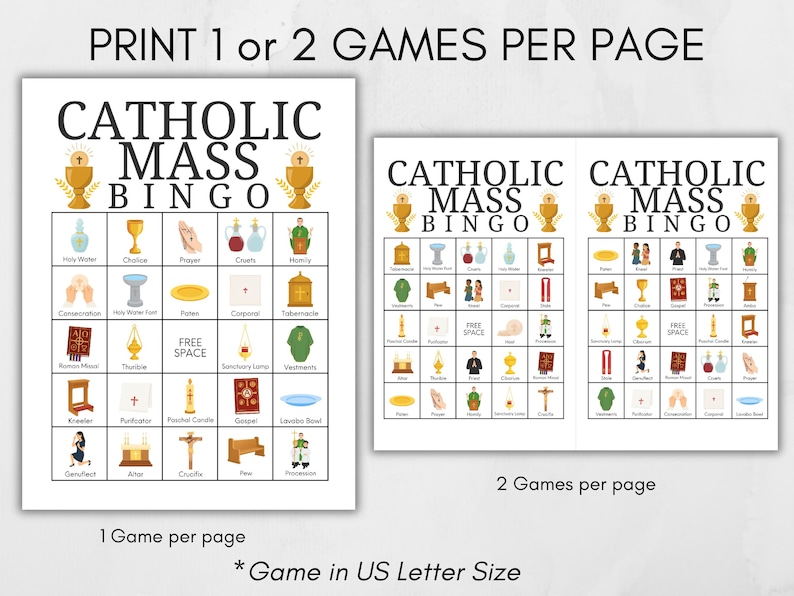 Catholic Mass Bingo, Religious Education, First Communion Game, Faith ...