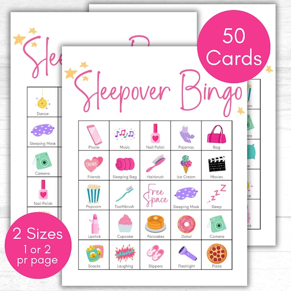 Sleepover Bingo, Sleepover Games, Slumber Party Games, Pajama Party Games, Teen Girl Birthday Party Games, Printable Bingo Cards, Bingo Game