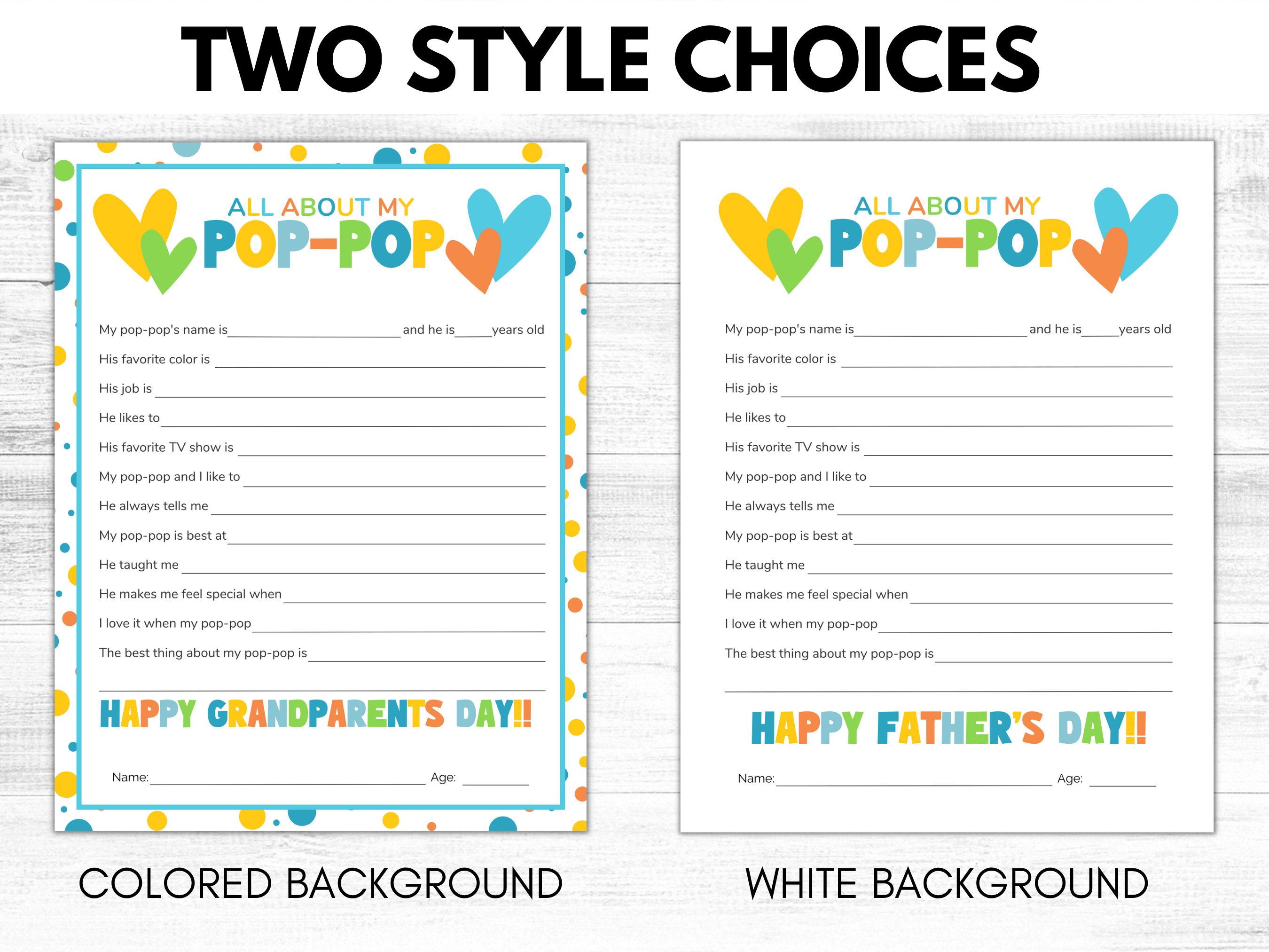 All About My Pop pop Printable Grandpa Father s Day Gift All About