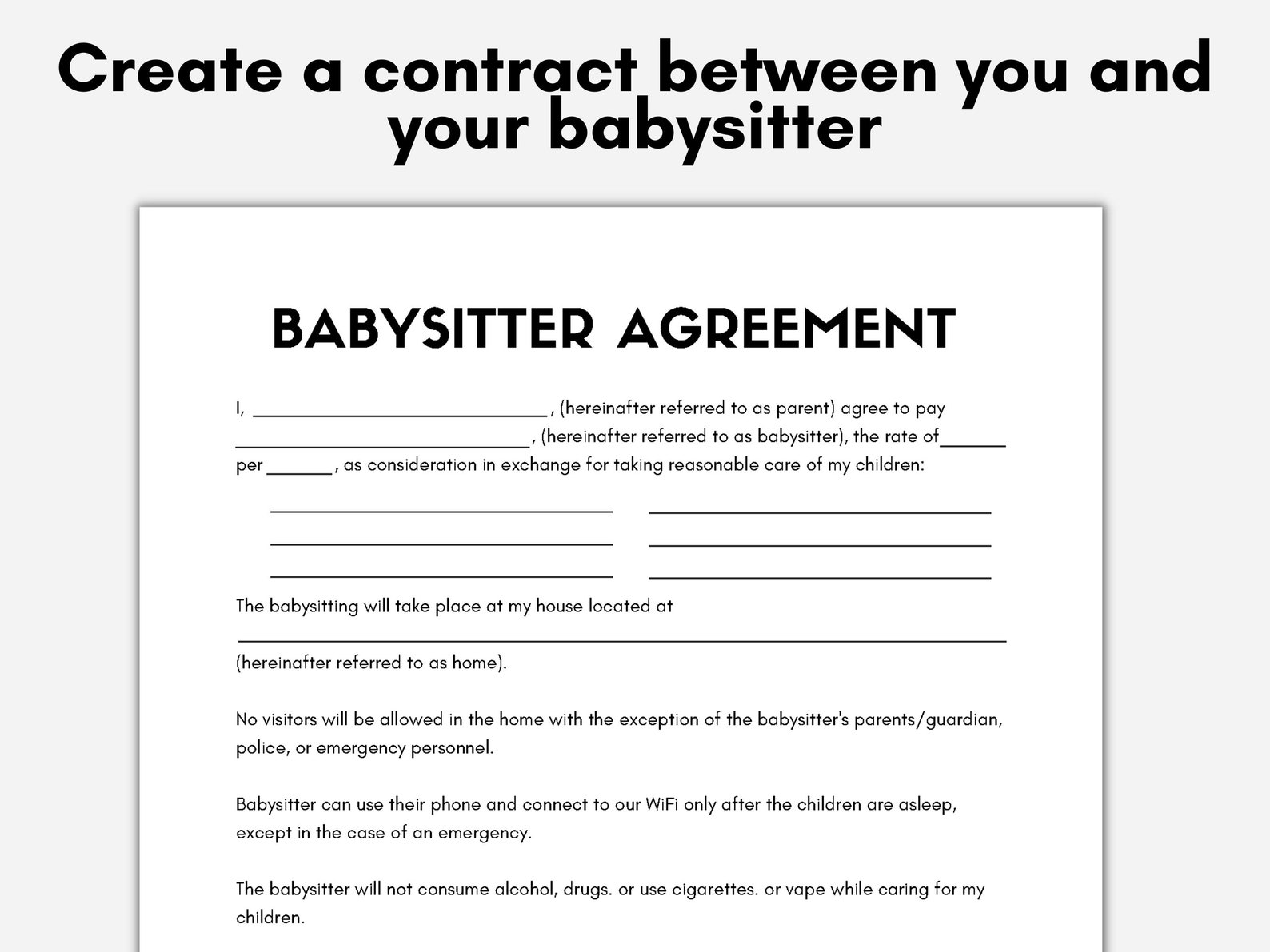 Babysitting Contract Template, Nanny Services Contract Agreement Babysitting Contract Template, Nanny Services Contract Agreement