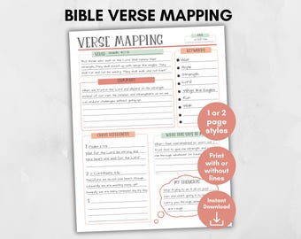 Bible Verse Mapping Printable, Scripture Mapping Journal, Bible Verse Mapping Template, Bible Study Guide, Scripture Template, Journal Addon