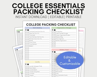 Lista de equipaje para la universidad, Lista de artículos esenciales para dormitorios universitarios, Planificador para estudiantes, Vuelta al cole, Lista de comprobación para dormitorios universitarios, Embalaje para dormitorios