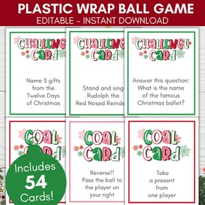 Jogo de bola de filme plástico, cartas de jogo de filme plástico, cartas de jogo de filme plástico de Natal, cartas de desafio de filme plástico, jogo de filme plástico, jogo de presente engraçado