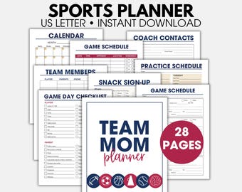 Team Mom Planner, Kids Sports planner, Team Mom Binder, Mom Sports Planner, Baseball Planner, Softball Planner, Soccer Planner,