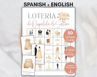 Spanish Bridal Shower Bingo, Bilingual Loteria Game, Bachelorette Game, Mexican Loteria, Neutral Bridal Shower Loteria, Despedida de Soltera