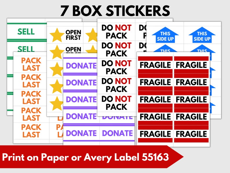 Moving Box Labels, Printable Moving Labels, Box Labels, Digital ...