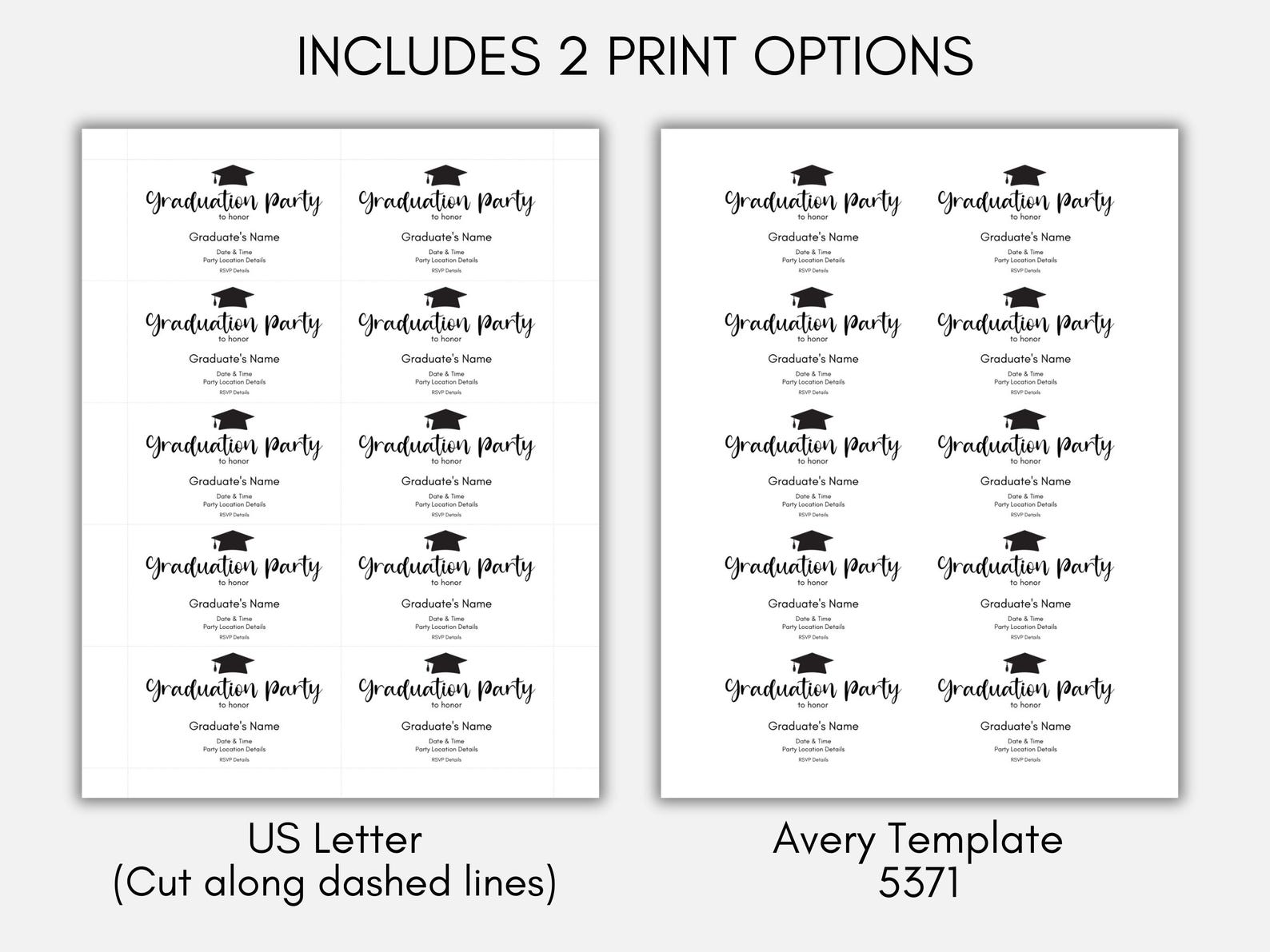 Printable Graduation Insert Card, Graduation Party Insert, Graduation ...