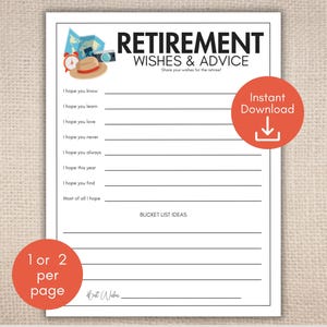 Cartes de conseils pour la retraite à imprimer, Idées de liste de souhaits, Activités de fête de départ à la retraite, Idée de célébration de la retraite, Meilleurs voeux pour le retraité