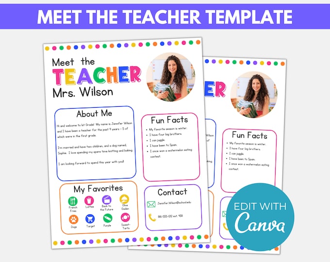 Meet the Teacher Classroom Printable Template, Teacher Introduction ...