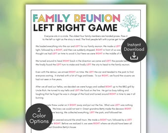 Family Reunion Left Right Game, Printable Pass the Prize Game, Family Gathering Activity, Family Reunion Icebreaker, Left Right Poem