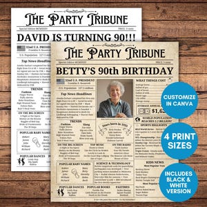 1935 Birthday Newspaper, 1935 Birthday Poster, 90th Birthday Gift, 1935 Newspaper Sign, 90th Birthday Poster, Born in 1935, Back in 1935