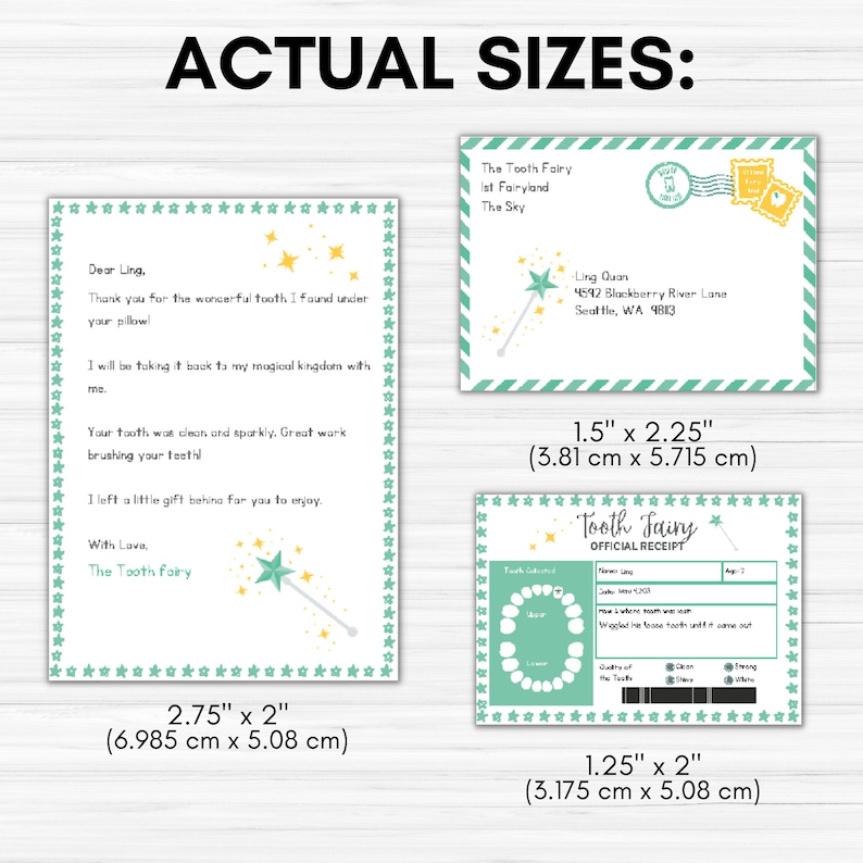 Mini Tooth Fairy Letter, Printable Tooth Fairy Receipt, Printable Tooth ...