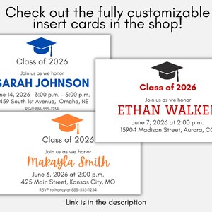 Printable Graduation Insert Card, Graduation Party Insert, Graduation ...