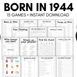 80th Birthday Party Games, Born in 1944 Game, 80th Birthday Games, 1944 Birthday Game, and 80th Birthday Games, 1944 Birthday Ideas