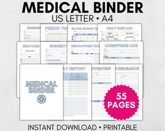 Medical Binder Printable, Medical Planner, Healthcare Planner, Chronic Illness Planner, Health Tracker, Medical Records Binder, Health Log