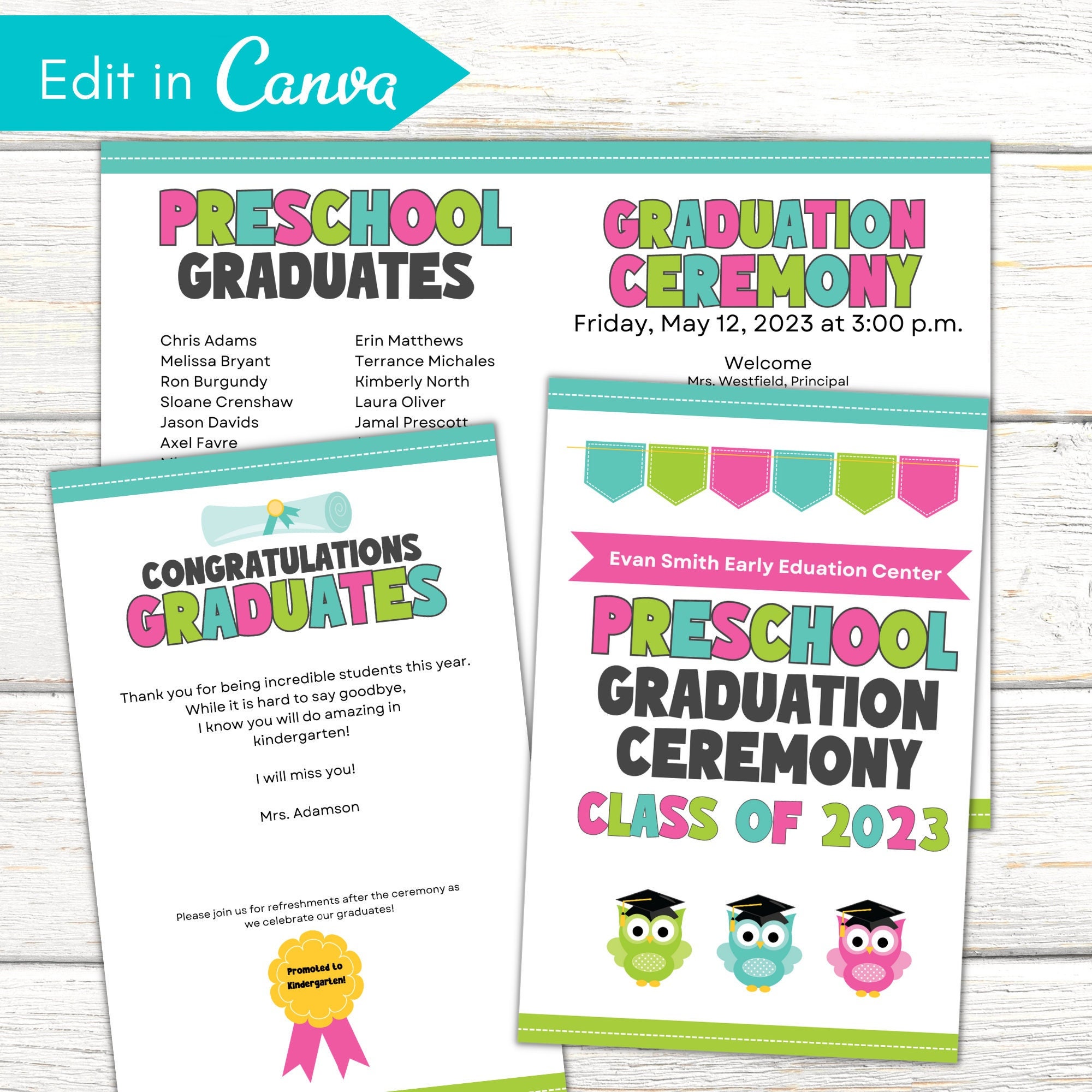 Preschool Graduation Program Template, Graduation Program for Preschool