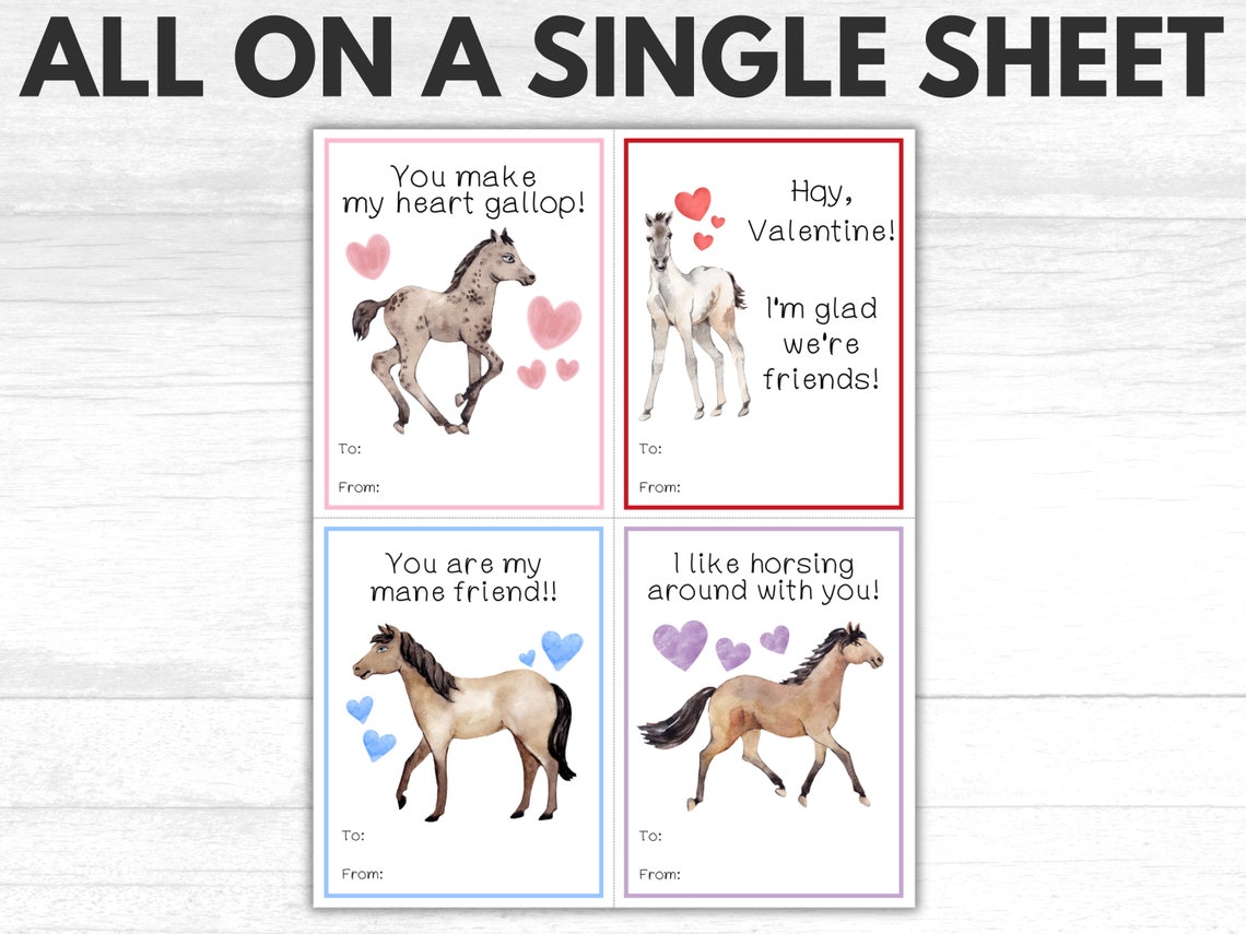 Horse Valentine Cards, Horse Valentines for Kids, Pony Valentines ...